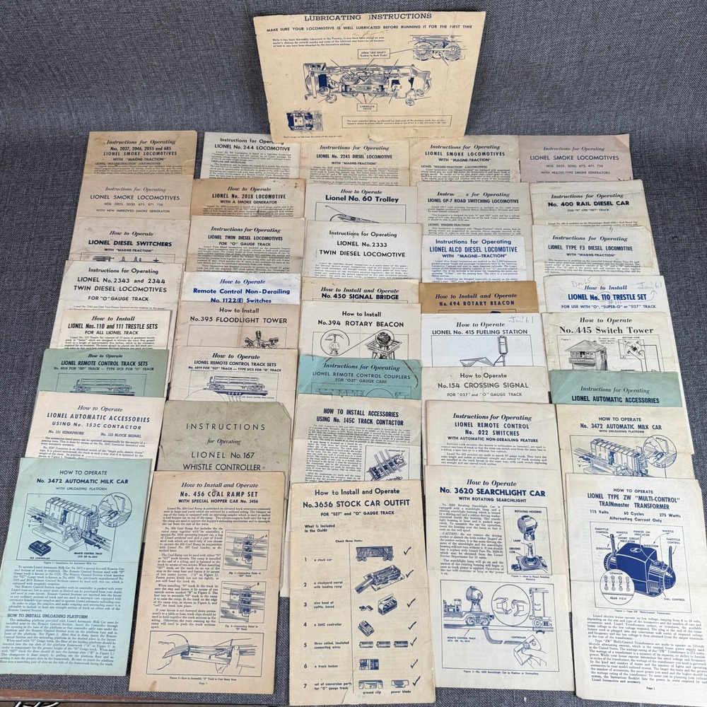 Lionel O-gauge Postwar Original Instruction Sheets , Manuals - Lot of 41